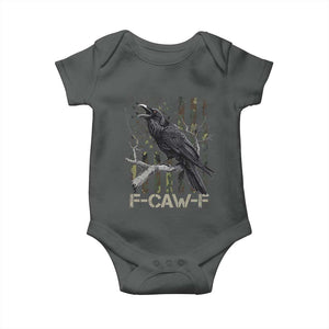 Funny Crow Baby Onesie F-Caw-F Raven Camo USA Flag Adult Humor TS10 Dark Heather Print Your Wear