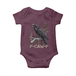 Funny Crow Baby Onesie F-Caw-F Raven Camo USA Flag Adult Humor TS10 Maroon Print Your Wear
