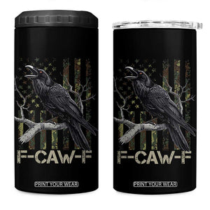 Funny Crow 4 in 1 Can Cooler Tumbler F-Caw-F Raven Camo USA Flag Adult Humor TS10 One Size: 16 oz Black Print Your Wear