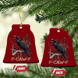 Funny Crow Ceramic Ornament F-Caw-F Raven Camo USA Flag Adult Humor TS10 Print Your Wear
