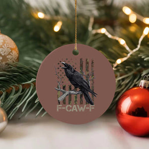 Funny Crow Ceramic Ornament F-Caw-F Raven Camo USA Flag Adult Humor TS10 1pc Mocha Print Your Wear