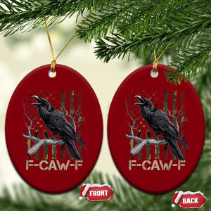Funny Crow Ceramic Ornament F-Caw-F Raven Camo USA Flag Adult Humor TS10 Print Your Wear