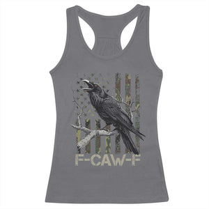 Funny Crow Racerback Tank Top F-Caw-F Raven Camo USA Flag Adult Humor TS10 Charcoal Print Your Wear