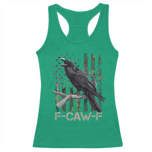 Funny Crow Racerback Tank Top F-Caw-F Raven Camo USA Flag Adult Humor TS10 Irish Green Print Your Wear