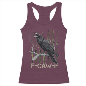 Funny Crow Racerback Tank Top F-Caw-F Raven Camo USA Flag Adult Humor TS10 Maroon Print Your Wear