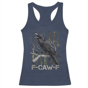 Funny Crow Racerback Tank Top F-Caw-F Raven Camo USA Flag Adult Humor TS10 Navy Print Your Wear