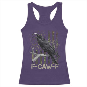 Funny Crow Racerback Tank Top F-Caw-F Raven Camo USA Flag Adult Humor TS10 Purple Print Your Wear