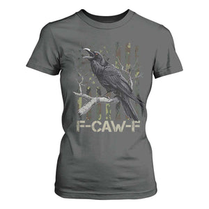 Funny Crow T Shirt For Women F-Caw-F Raven Camo USA Flag Adult Humor TS10 Dark Heather Print Your Wear