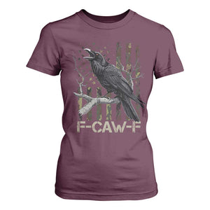 Funny Crow T Shirt For Women F-Caw-F Raven Camo USA Flag Adult Humor TS10 Maroon Print Your Wear
