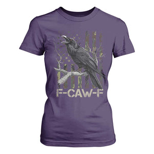 Funny Crow T Shirt For Women F-Caw-F Raven Camo USA Flag Adult Humor TS10 Purple Print Your Wear