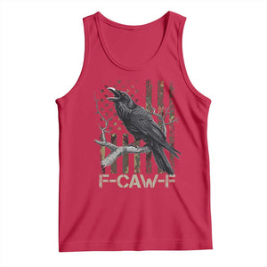 Funny Crow Tank Top F-Caw-F Raven Camo USA Flag Adult Humor TS10 Red Print Your Wear