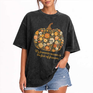My Favorite Season is the Fall of Fascism Washed Cotton T-Shirt Social Justice Halloween Activist