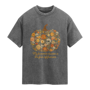 My Favorite Season is the Fall of Fascism Washed Cotton T-Shirt Social Justice Halloween Activist