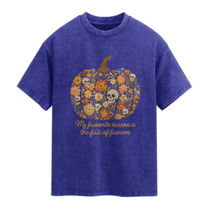 My Favorite Season is the Fall of Fascism Washed Cotton T-Shirt Social Justice Halloween Activist
