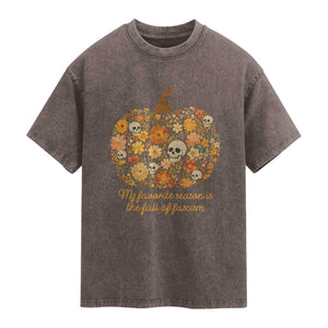 My Favorite Season is the Fall of Fascism Washed Cotton T-Shirt Social Justice Halloween Activist