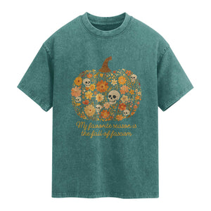 My Favorite Season is the Fall of Fascism Washed Cotton T-Shirt Social Justice Halloween Activist