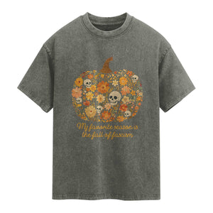 My Favorite Season is the Fall of Fascism Washed Cotton T-Shirt Social Justice Halloween Activist