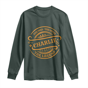 Charlie Kirk Memorial Long Sleeve Shirt Vintage The Man The Myth The Legend TS10 Dark Forest Green Print Your Wear
