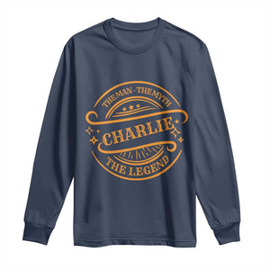 Charlie Kirk Memorial Long Sleeve Shirt Vintage The Man The Myth The Legend TS10 Navy Print Your Wear