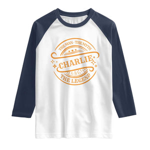 Charlie Kirk Memorial Raglan Shirt Vintage The Man The Myth The Legend TS10 White Navy Print Your Wear