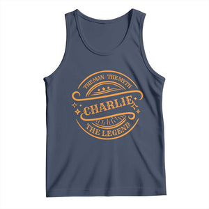 Charlie Kirk Memorial Tank Top Vintage The Man The Myth The Legend TS10 Navy Print Your Wear