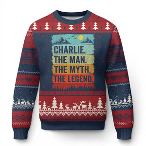 Charlie The Man The Myth The Legend Ugly Christmas Sweater Retro Vintage TS10 Navy Red Print Your Wear