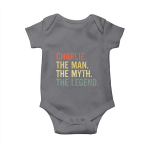 Retro Charlie The Man The Myth The Legend Baby Onesie TS10 Charcoal Print Your Wear