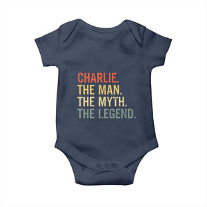 Retro Charlie The Man The Myth The Legend Baby Onesie TS10 Navy Print Your Wear