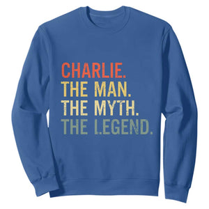 Retro Charlie The Man The Myth The Legend Sweatshirt TS10 Royal Blue Print Your Wear
