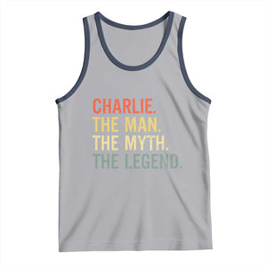 Retro Charlie The Man The Myth The Legend Tank Top TS10 Athletic Heather Navy Print Your Wear