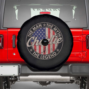 Charlie The Man The Myth The Legend Spare Tire Cover Retro Vintage American Flag TS10 Black Print Your Wear
