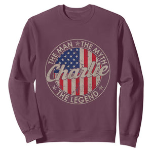 Charlie The Man The Myth The Legend Sweatshirt Retro Vintage American Flag TS10 Maroon Print Your Wear