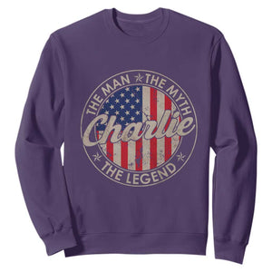 Charlie The Man The Myth The Legend Sweatshirt Retro Vintage American Flag TS10 Purple Print Your Wear