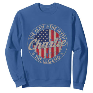 Charlie The Man The Myth The Legend Sweatshirt Retro Vintage American Flag TS10 Royal Blue Print Your Wear
