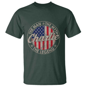 Charlie The Man The Myth The Legend T Shirt Retro Vintage American Flag TS10 Dark Forest Green Print Your Wear