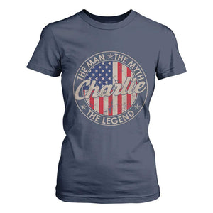 Charlie The Man The Myth The Legend T Shirt For Women Retro Vintage American Flag TS10 Navy Print Your Wear