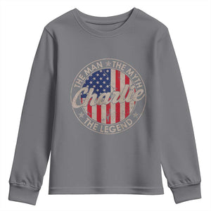 Charlie The Man The Myth The Legend Youth Sweatshirt Retro Vintage American Flag TS10 Charcoal Print Your Wear
