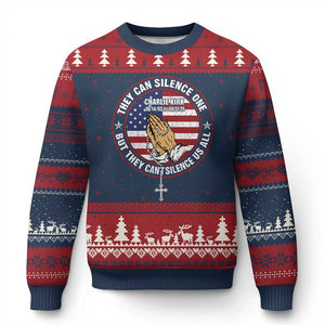 Charlie Kirk Memorial Ugly Christmas Sweater Retro American Flag TS10 Navy Red Print Your Wear