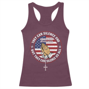 Charlie Kirk Memorial Racerback Tank Top Retro American Flag TS10 Maroon Print Your Wear