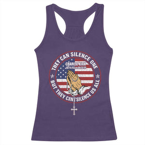 Charlie Kirk Memorial Racerback Tank Top Retro American Flag TS10 Purple Print Your Wear