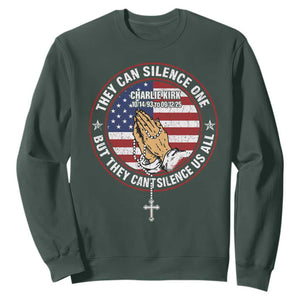 Charlie Kirk Memorial Sweatshirt Retro American Flag TS10 Dark Forest Green Print Your Wear