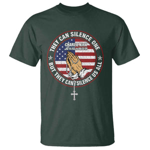 Charlie Kirk Memorial T Shirt Retro American Flag TS10 Dark Forest Green Print Your Wear