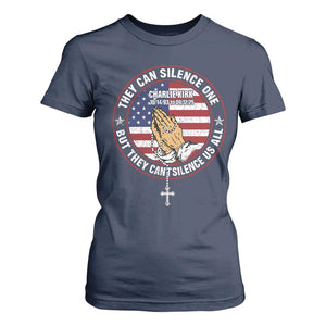 Charlie Kirk Memorial T Shirt For Women Retro American Flag TS10 Navy Print Your Wear