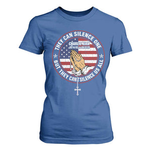 Charlie Kirk Memorial T Shirt For Women Retro American Flag TS10 Royal Blue Print Your Wear