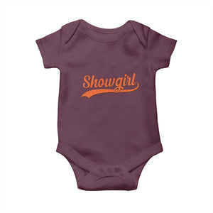 Showgirl Baby Onesie Varsity Script Vintage Sports Jersey Style TS10 Maroon Print Your Wear