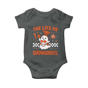 Funny Halloween Costume Showgirl Baby Onesie The Life of A Showghoul Cute Ghost TS10 Dark Heather Print Your Wear
