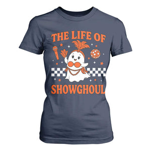 Funny Halloween Costume Showgirl T Shirt For Women The Life of A Showghoul Cute Ghost TS10 Navy Print Your Wear