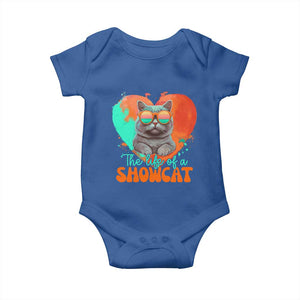 The Life Of A Showcat Baby Onesie Funny Cat Showgirl Era Heart Shape TS10 Royal Blue Print Your Wear