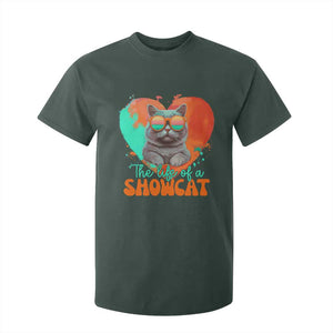 The Life Of A Showcat T Shirt For Kid Funny Cat Showgirl Era Heart Shape TS10 Dark Forest Green Print Your Wear