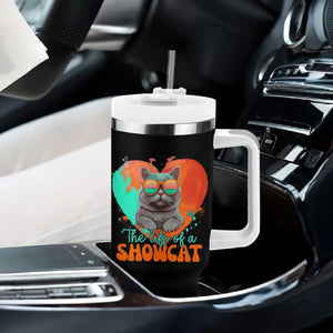 The Life Of A Showcat Tumbler With Handle Funny Cat Showgirl Era Heart Shape TS10 Print Your Wear